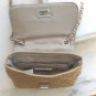 STEVE MADDEN Gold CHAIN ROPE QUILTED PURSE Tan vegan Leather NEW