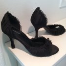 DELICIOUS Ruffle Peep Toe BLACK HEELS 8 Shoes Pumps