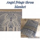 Blue FRINGED ANGEL THROW BLANKET
