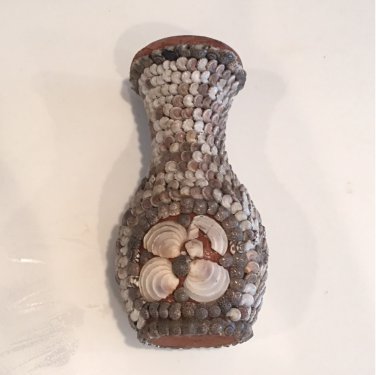 Vintage SHELL CLAY VASE
