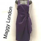MAGGY LONDON Satin Sheath Cascade Dress 8 formal wear holiday party