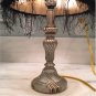 Silver SCROLL LAMP w Black FEATHER SHADE