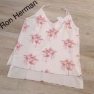 RON HERMAN Flamingos White Waffle CAMI