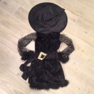 Marabou Black WITCH COSTUME DRESS & HAT