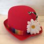 red FLOWERED CUTE CLOWN HAT Kids Youth one sz costume