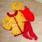 RAINCOAT Costume Gallery Girls M DANCEWEAR Set Red Leotard Sequin Leggings Hat