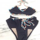 Color Piping BLACK BIKINI SWIMSUIT SET Girls XS Kids