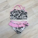 VTG BREAKING WAVES Pink Blk BIKINI Kids sz 5