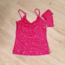 Weissman PINK SEQUIN DANCE TOP & Gloves MC Girls sz M Dance Costume