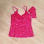 Weissman PINK SEQUIN DANCE TOP & Gloves MC Girls sz M Dance Costume