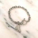 RHINESTONE SKATE TOGGLE SILVER BRACELET