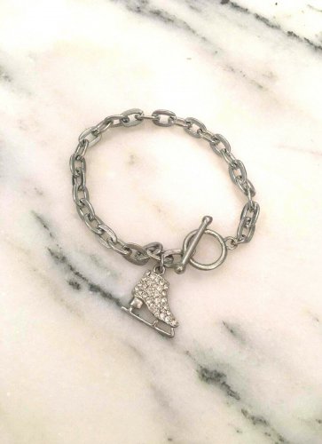 RHINESTONE SKATE TOGGLE SILVER BRACELET
