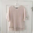 DOMANI Pink Dolman Fringed Sweater S