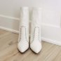 Wild Diva WHITE GROMMET BOOT SIVER HEELS Booties Boots Heeled Boots NEW