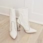 Wild Diva WHITE GROMMET BOOT SIVER HEELS Booties Boots Heeled Boots NEW