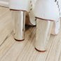 Wild Diva WHITE GROMMET BOOT SIVER HEELS Booties Boots Heeled Boots NEW