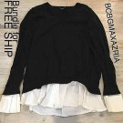 VTG BCBGMAXAZRIA Black SWEATER White BLOUSE COMBO L