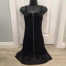 HOLIDAY Black VELVET ZIPPER DRESS L