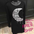 'Love you to the moon' LONG SHIRT Black