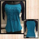 SELFIE BASEBALL TEE S NWT Party Selfie Repeat Blue L/S T shirt