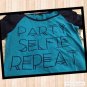 SELFIE BASEBALL TEE S NWT Party Selfie Repeat Blue L/S T shirt