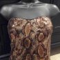 Aggie BLACK SILKY & GOLD SEQUIN Snake Print DRESS L
