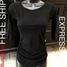 EXPRESS BLACK RUCHED LS TEE XS
