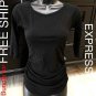 EXPRESS BLACK RUCHED LS TEE XS