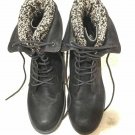 DOLLHOUSE Wooly Combat Boots 7 Black Velvet Booties Snakeprint