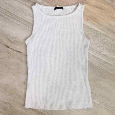 Sans Souci SILVER / GOLD METALLIC GREY CROP TOP XS