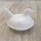 VTG WHITE Milk Glass CHICKEN HEN Dish