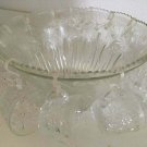 Vintage 70s GLASS PUNCH BOWL SET