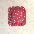 Vintage Red Decorative Pillow Fruit Prints Ruffled VTG