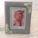 90s FLORAL BLUE WOOD FRAME