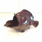 VTG 1960s FISH ASHTRAY Brown ceramic