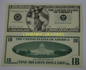 1 BILLION  DOLLAR BILL NOVELTY NOTE
