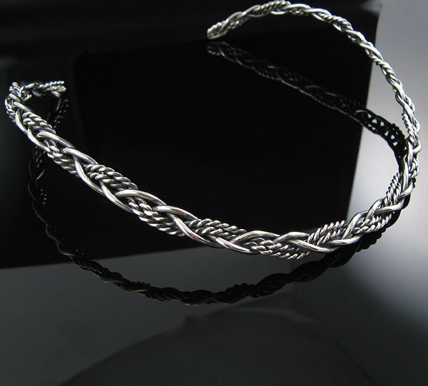 17" .925 Silver Braided Rope Collar Choker Necklace NEW