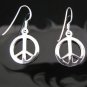 .925 Sterling Silver French Wire Peace Sign Earrings !