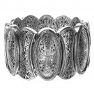 Gerochristo 6352- Sterling Silver Medieval-Byzantine Large Bracelet w Crosses