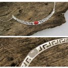 Meander-Greek Key - Sterling Silver Necklace with Coral
