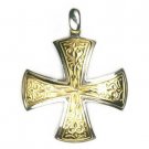 Gerochristo 5337 - Solid 18K Gold & Silver Medieval Maltese Cross Pendant