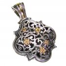 Gerochristo 3255 - Solid Gold & Silver Medieval Byzantine Filigree Pendant