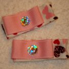 Pink and brown no slip clips with rhinestones