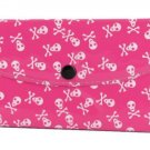 Women's Fashion Wallet~Pink With White Skulls