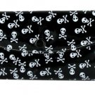 Women's Fashion Wallet~Black With White Skulls