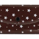 Women's Fashion Wallet~Brown With White Stars