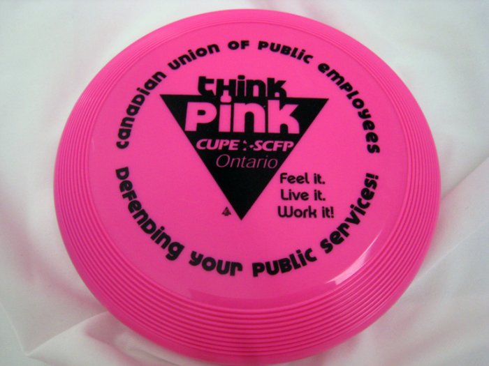 Mini Frisbee "think pink" from gay pride in ontario canada