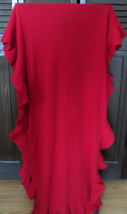 Terryl for Thalian Large Ruffled Pure Cashmere Shawl Scarf