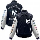 New York Yankees Navy Blue 2009 World Series Champions Wool/Leather Jacket