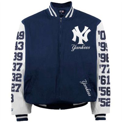 New York Yankees Navy Blue 27 Time World Series Champions Canvas Jacket